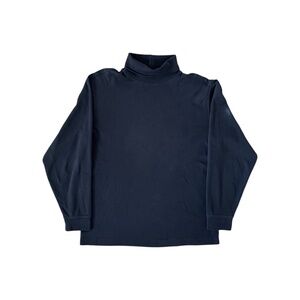 LL Bean Men's Long Sleeve Turtleneck Shirt Size M Black Traditional Fit Cotton